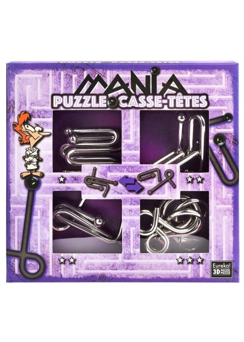 Łamigłówki metalowe 4 szt Puzzle mania fiolet G3