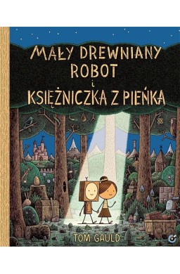 Mały drewniany robot i księżniczka z pieńka