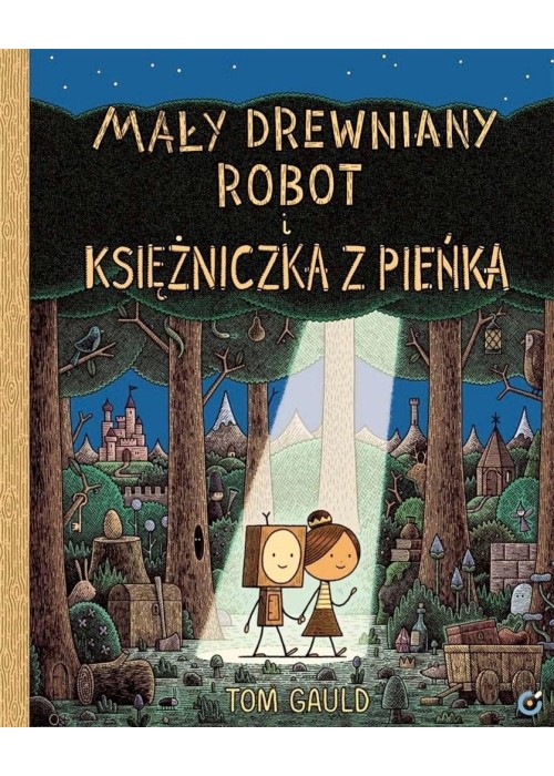 Mały drewniany robot i księżniczka z pieńka