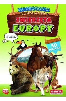 Zwierzęta Europy z naklejkami. Kolorowanka edu