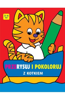 Przerysuj i pokoloruj z kotkiem