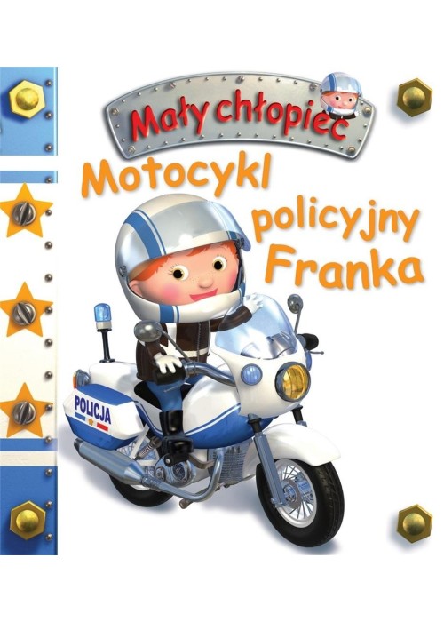 Motocykl policyjny Franka. Mały chłopiec