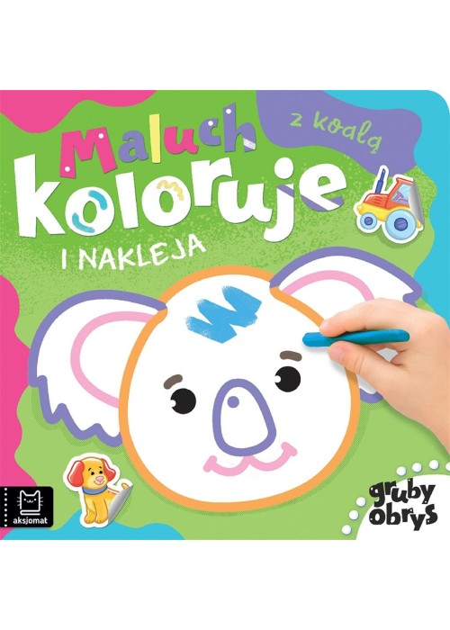 Maluch koloruje i nakleja z koalą. Gruby obrys