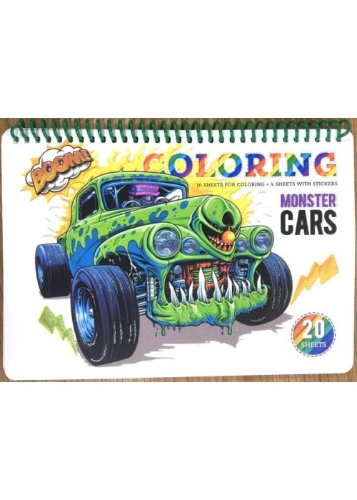 Kolorowanka A5 koło 20 kartek Monster cars