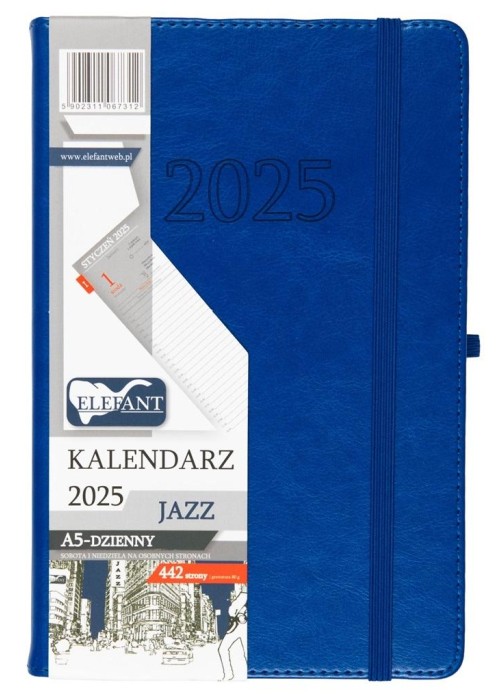 Kalendarz 2025 A5 dzienny Jazz niebieski