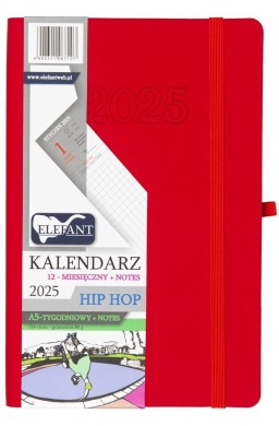 Kalendarz 2025 A5 12M + notes Hip Hop czerwony