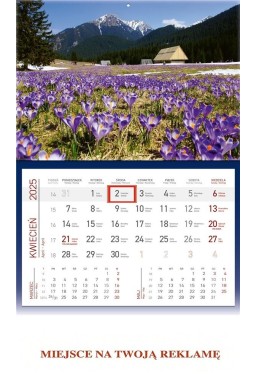 Kalendarz 2025 ścienny jednodzielny Tatry