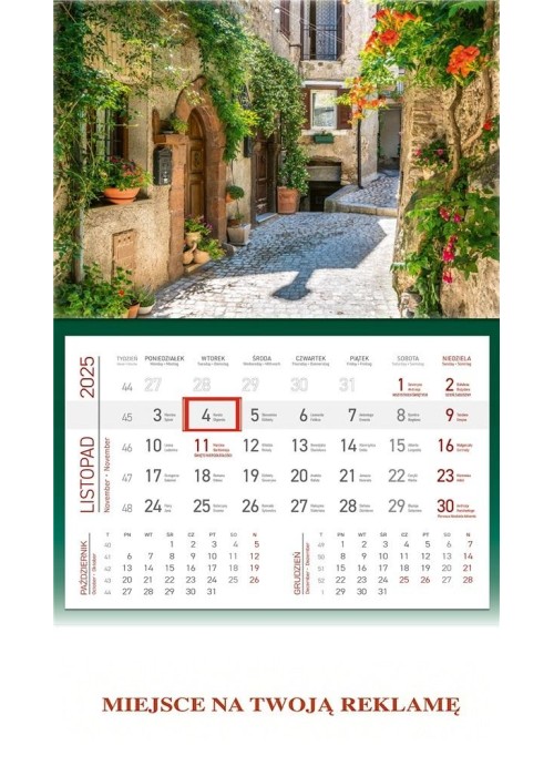 Kalendarz 2025 ścienny jednodzielny Toskania