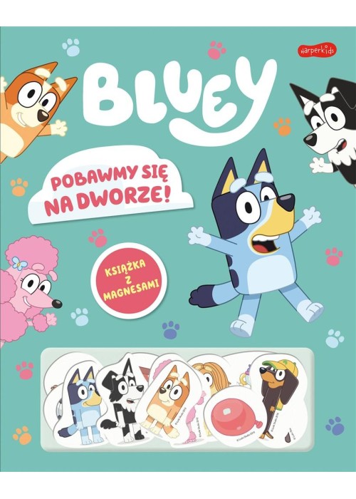 Pobawmy się na dworze! Bluey. Książka z magnesami