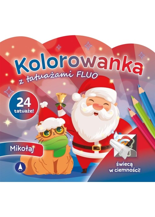 Kolorowanka z tatuażami fluo Mikołaj