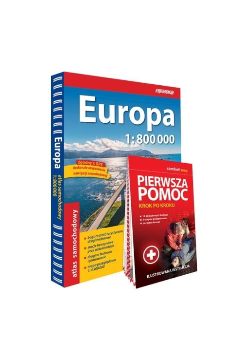 Europa atlas samochodowy 1:800 000+pierwsza pomoc