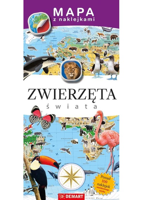 Mapa z naklejkami. Zwierzęta świata