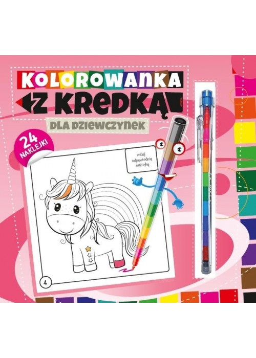 Kolorowanka z kredką. Dla dziewczynek