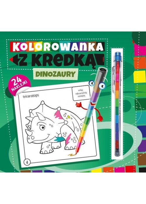 Kolorowanka z kredką. Dinozaury