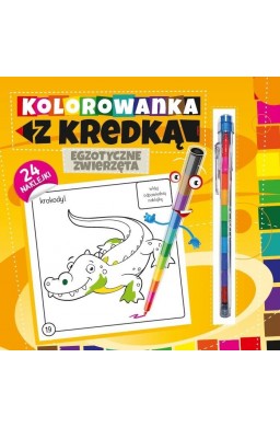 Kolorowanka z kredką. Egzotyczne zwierzęta