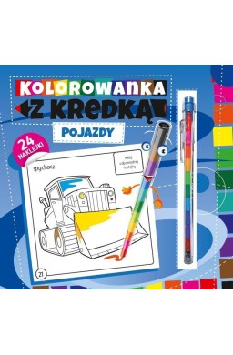 Kolorowanka z kredką. Pojazdy