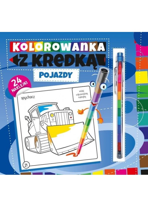 Kolorowanka z kredką. Pojazdy