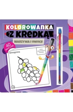 Kolorowanka z kredką. Warzywa i owoce