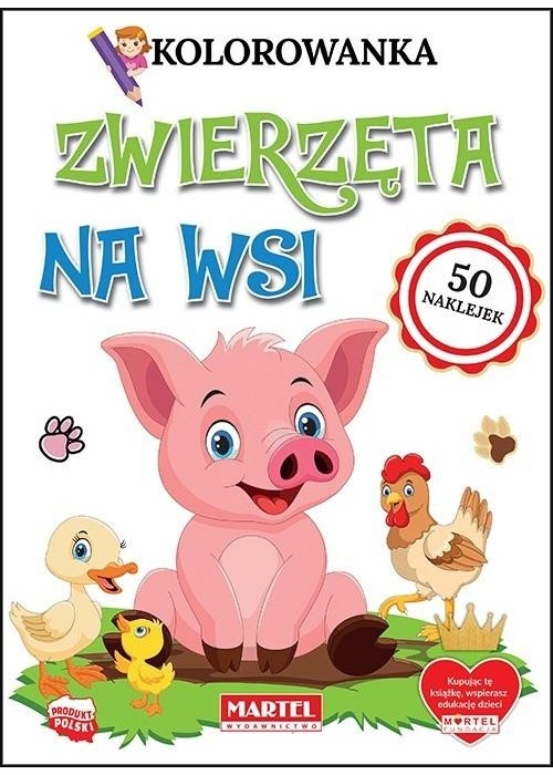 Kolorowanka z naklejkami. Zwierzęta na wsi