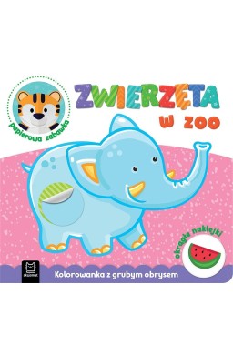 Zwierzęta w zoo. Kolorowanka z grubym obrysem